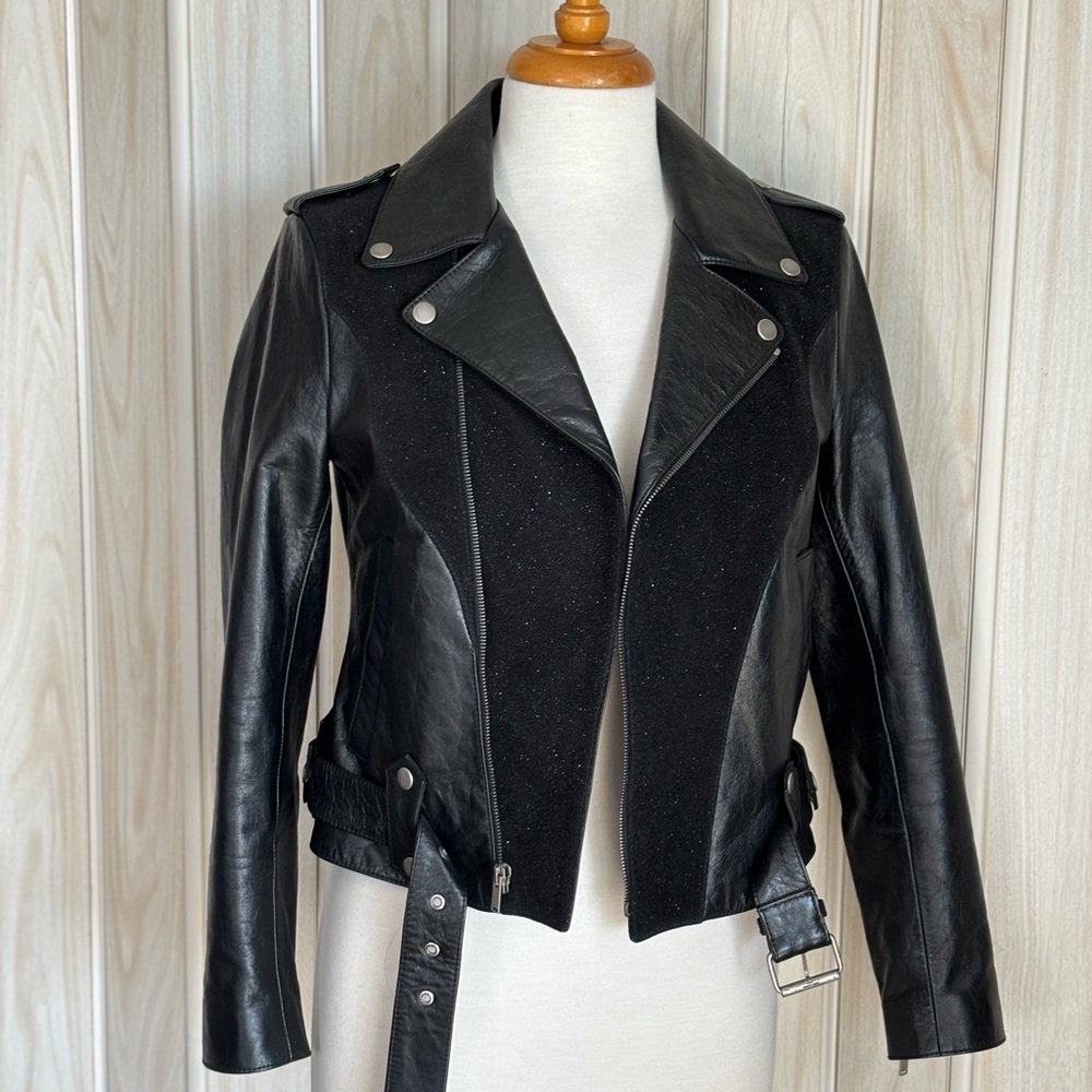 Saint Laurent Black Leather Biker Jacket